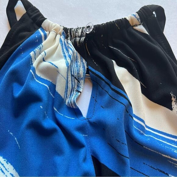 London Style Collection Women's Long Sleeveless Dress Black/Blue/Wht Size XS - Picture 12 of 14